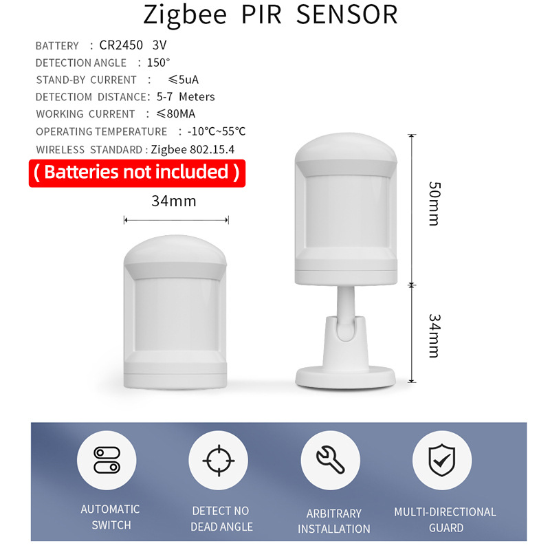 Thông Số Kỹ Thuật của Cảm Biến Chuyển Động PIR Tuya ZigBee